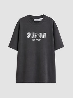 Bisiklet Yaka Spider-Man Bask?l? Erkek ?ocuk Ti??rt