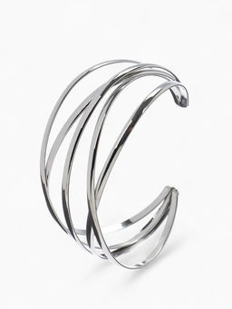 Браслет металл Афина многослойный, цвет серебро