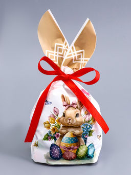 Цена за 50 шт. Пакет полиэтиленовый подарочный с ушками "Пасхальная корзина", 13 х 23 см