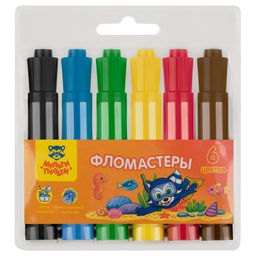 Фломастеры Мульти-Пульти "Енот в Красном море" 6цв. (WP_68086) утолщен., смываемые, в блистере