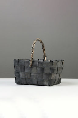 Корзина плетёная для хранения, 22×15×12 см, ручка h=12 см, ива, серая