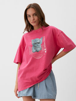 Футболка женская из вареного хлопка MIST Streetwear, розовая, размер 44 (M)