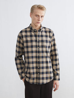 Uzun Kollu Ekose Desenli Erkek G?mlek