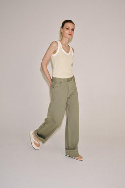 JEANS ZW COLLECTION BAGGY TIRO MEDIO / Khaki - Zara фото 3