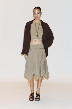 STRIPED ASYMMETRIC BELT MIDI SKIRT - Zara фото 6