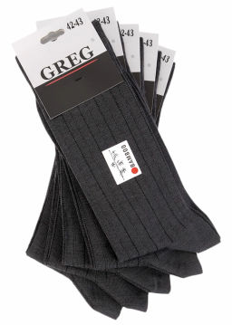 Носки мужские (в упаковке 5 пар) GREG G-12/22 т.серый