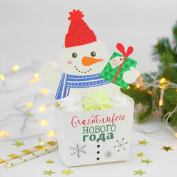Цена за 10 шт. Снек-бокс для попкорна и снеков С Новым Годом!, снеговичок - Страна карнавалия фото 2