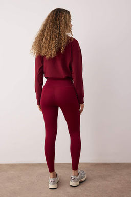 Bordo Mat Gorunumlu Toparlay?c? Spor Tayt THMAW26TY00019