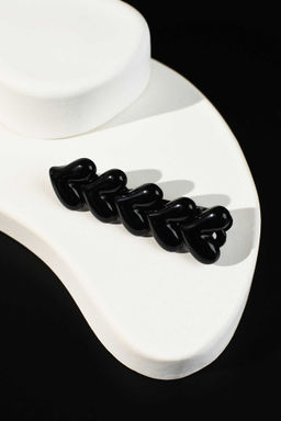 Заколка для волос зажим, арт. 71776 / 10 СЕРДЕЧКИ (в наборе: 1шт., 6,7 см, черный металл, полиэфирная смола, цвет: чёрный, подложка из мелованного картона + ПЭТ-пакет с европодвесом)