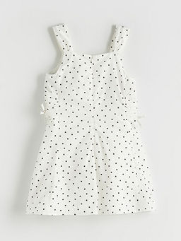 Kare Yaka Puantiyeli K?z ?ocuk Elbise