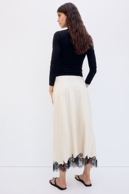 MAMA Falda lencera con ribete de encaje - H&m фото 8