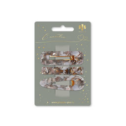 Набор заколок для волос зажим, арт. 71802 / 10 СЕРЫЙ МРАМОР (в наборе: 3шт., 6,5 см, черный металл