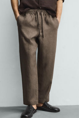 PANTAL?N RELAXED FIT 100% LINO / Marr?n / Topo - Zara фото 6