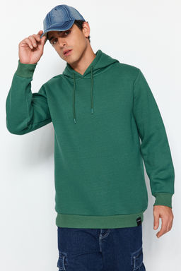 Yesil Regular/Normal Kesim Kapusonlu Ici Polar/S?cak Tutan Pamuk Sweatshirt TMNAW24SW00121 - Trendyolmilla фото 3