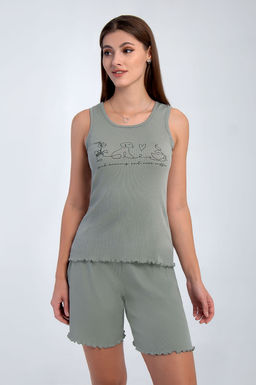 Арт. 9156/4 Пижама с шортами 42-50 (5 шт) Цвет:верх-полынь,низ-полынь