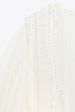ZW COLLECTION ROMANTIC LADDER STITCH SHIRT - Zara фото 14