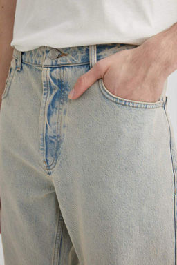 Расклешенный крой, свободный крой, нормальная талия, широкие джинсовые брюки с эффектом потертостей - Defacto фото 5