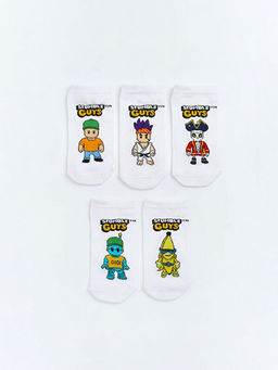 Stumble Guys Desenli Erkek ?ocuk Patik ?orap 5li