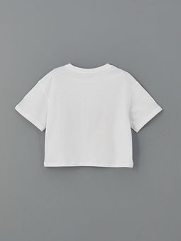 Bisiklet Yaka Hawaiian Bask?l? K?z ?ocuk Ti??rt