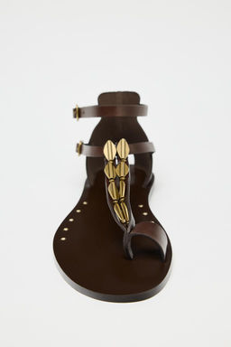 LEATHER SANDALS WITH ADORNMENT - Zara фото 6