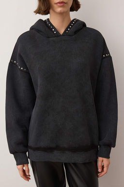 Antrasit Oversize Troklu ve Y?kamal? Kal?n Ici Polarl? Orme Sweatshirt TWOAW26SW00239 - Trendyolmilla фото 3