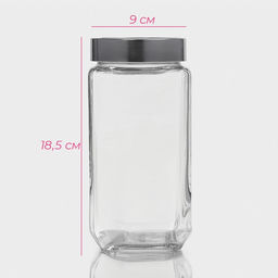 Банка для сыпучих Доляна Призма, 1 л, 918.5 см, с металлической крышкой, стекло, прозрачная фото 2