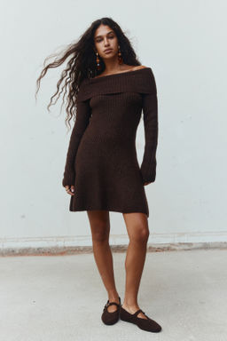 Vestido off-the-shoulder en punto de canal? - H&m фото 5