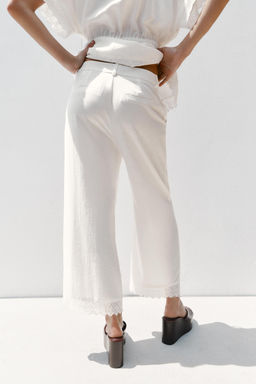 RAMIE TROUSERS WITH LACE TRIM