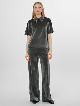 Поло велюровое женское зеленое