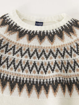 Bisiklet Yaka Desenli Uzun Kollu Erkek ?ocuk Triko Kazak - Waikiki фото 3