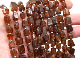 Бусины из граната (спессартин) кристаллы 8*10мм, 25см, 21 бусина Радуга камня