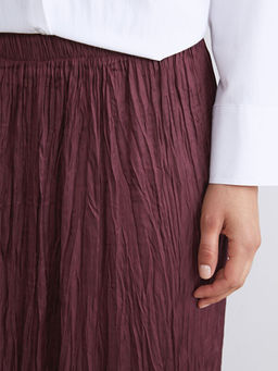 Beli Lastikli Saten Pileli Etek