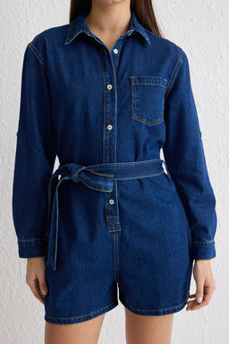 TRENDYOLMILLA Mavi Kusakl? Mini Denim Tulum TWOSS25TU00006 фото 3