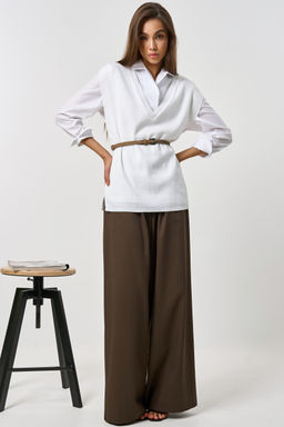 Жилет вязаный оверсайз с разрезами по бокам белый