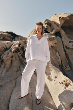 Брюки Zara Recto из льна белые