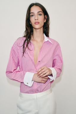 CAMISA POPEL?N RAYAS / Rosa - Zara фото 2