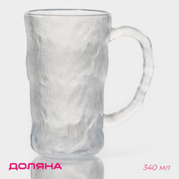 Кружка Доляна «Айс», 320 мл, стекло, прозрачная