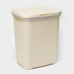 Корзина бельевая, 60 л, 34.6×44.5×56 см, с крышкой, слоновая кость