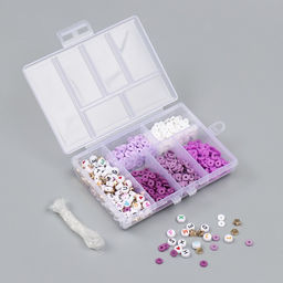 Бусины в шкатулке «Фиолетовые», нить 0.8 мм 5 м 12×8.4×2.2 см