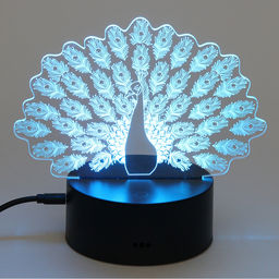 Цена за 2 шт. Светильник ночник "3D-Павлин" на пластиковой подставке, с включателем USB