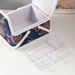 Шкатулка для рукоделия и шитья «Цветочная мозаика», хранение ниток, иголок, мелочи, 19×26×14.5 см