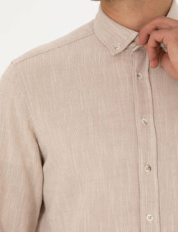 Рубашка Pierre Cardin Regular Fit бежевая с длинным рукавом