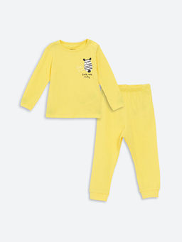 Bisiklet Yaka Uzun Kollu Bask?l? Erkek Bebek Pijama Tak?m?