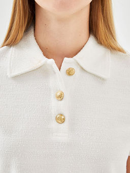 Polo Yaka Dokulu Kad?n Ti??rt