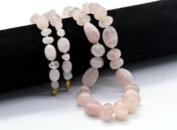 Розовый кварц бусы галтовка 62см, 90г