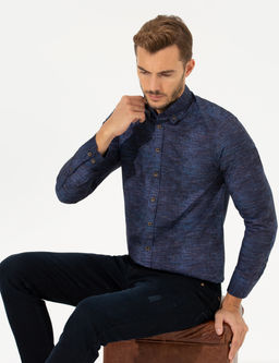 Lacivert Slim Fit Uzun Kollu G_mlek