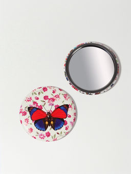 Цена за 2 шт. Зеркало карманное «Бабочки», d=7.5 см, искусственная кожа, рисунок МИКС