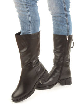 ZA4232M BLACK Сапоги зимние женские (натуральная кожа, натуральный мех)