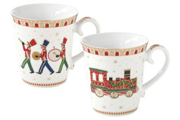 Кружка, 275 мл, 2 шт, фарфор P, белая, с золотистым кантом, Паровоз, Polar Express