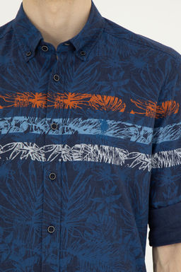 Мужская темно-синяя рубашка с длинным рукавом - U.s. polo assn фото 14